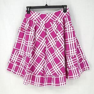 Paper Doll Skirt Juniors Large Pink White Plaid Pleated Lined Swing Rockabilly